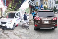 Đuổi nhau với Hyundai Santa Fe, xe taxi lao vào nhà dân