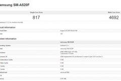 Galaxy A5 2017 lộ điểm benchmark và thông số cấu hình
