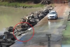 Người đàn ông lái xe qua sông nhưng phía trước xuất hiện ‘quái vật’ và anh đành… ngồi chờ