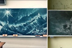 Những bức tranh phấn đầy sáng tạo và đẹp kinh ngạc học sinh Nhật Bản vẽ trong lớp học