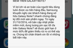 Galaxy Note 7 tại VN nhận bản cập nhật mới, hạn chế 60% dung lượng pin sạc