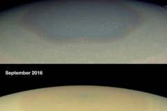 Đám mây lục giác trên sao Thổ chuyển màu vàng khi giao mùa