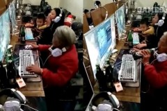 Cụ bà bá đạo dắt cháu vào quán net vừa nhậu vừa chơi LMHT