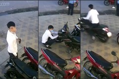 Thanh niên trộm Exciter 150 chỉ với 1 sợi dây điện trước mặt bảo vệ