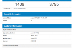 Meizu M5X bất ngờ lộ diện trên Geekbench với chip Qualcomm, 3GB RAM và chạy Android 7.1.2