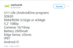Rò rỉ cấu hình HTC U11 Life: Snapdragon 630, RAM 4GB, chạy Android One