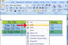 Cách sao chép dữ liệu Word sang Excel giữ định dạng