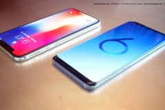Hình ảnh render so sánh thiết kế của Samsung Galaxy S9 với iPhone X
