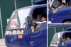 Bé trai 10 tuổi ở Thanh Hóa lái xe tải băng băng trên phố