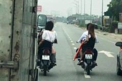 Triệu tập hai thanh niên đầu trần chặn xe tải trên QL 1A