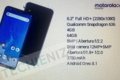 Motorola One Power lộ cấu hình: Màn hình 6,2 inch, camera kép, Snapdragon 636, RAM 4 GB