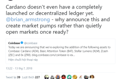 Cardano (ADA) không xứng để được list trên Coinbase?