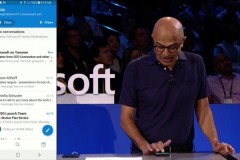 CEO Satya Nadella dùng smartphone Android để trình diễn các ứng dụng của Microsoft