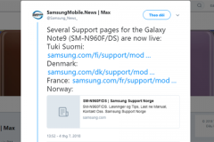 Galaxy Note9 xuất hiện trên trang web hỗ trợ của Samsung
