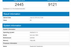 Vivo Vivo 1805 với RAM 8GB, chip Snapdragon 845 xuất hiện trên Geekbench