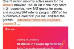 Trình duyệt BRAVE của BAT vượt mốc 3 triệu người dùng