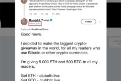 Tài khoản 'Donald Trump' tặng người xem bitcoin