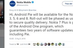 Nokia 3, 5, 6 và 8 sẽ được lên đời Android Pie