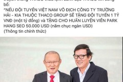 Đội tuyển Việt Nam sẽ nhận được 1tỷ của THACO nếu vô địch AFF Cup 2018