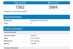 Vivo 1819 xuất hiện trên Geekbench với chip Helio P60, RAM 4GB, chạy Android 9 Pie