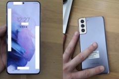 Rò rỉ ảnh thực tế Galaxy S21+ màu Phantom Violet với màn hình phẳng và viền siêu mỏng