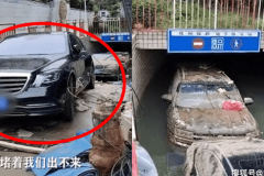 Hàng chục xe sang ngập nước vì chủ xe Mercedes-Benz S-Class kiên quyết đỗ trước cửa hầm