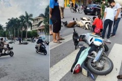 Video: Thanh niên điều khiển xe máy lao như cơn gió qua ngã tư, gây tai nạn cho 1 người phụ nữ