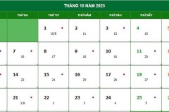 Lịch âm tháng 10 năm 2025 - Lịch âm dương, giờ hoàng đạo chi tiết