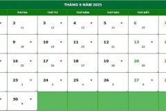 Lịch âm tháng 9 năm 2025 - Lịch âm dương, giờ hoàng đạo chi tiết