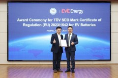 EVE Energy được trao chứng nhận TÜV SÜD Mark đầu tiên trong ngành pin xe điện theo quy định (EU) 2023/1542