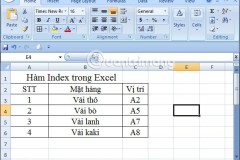 Hướng dẫn sử dụng hàm Index trong Excel