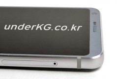 Nhìn LG G6 từ cạnh sang: khung kim loại, viền màn hình rất mỏng, màu xanh xám?