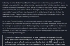 [LMHT] Doublelift quay trở lại TSM, tuyển thủ tham dự MSI 2017 bị cấm vì phân biệt chủng tộc
