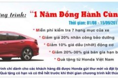 Ưu đãi hấp dẫn với chương trình “1 năm đồng hành cùng Honda”