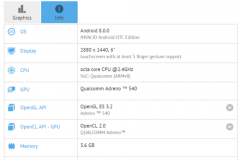 HTC U11 Plus lộ cấu hình trên GFXBench: Màn hình 6 inch, tỉ lệ 18:9, RAM 4GB, Android 8.0