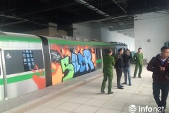 Công an quận Đống Đa điều tra vụ phun sơn lên tàu Cát Linh - Hà Đông