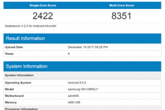 Lộ diện điểm hiệu năng cũng như thông số cấu hình của Galaxy S9+