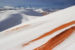 Tuyết rơi phủ trắng sa mạc Sahara