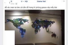 Phục sát đất chủ quán net thu thập main cũ lắp được hẳn bản đồ thế giới để trang trí phòng máy