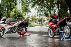 Exciter 150 độ nhẹ nhàng khoe dáng trong chiều mưa Gia Lai