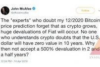 John McAfee: “Thị trường rớt giá chỉ làm chậm đà tăng của Bitcoin 30 ngày”
