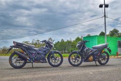 Satria Fi độ đẹp tung trời khoe dáng bên con cung đường chiều