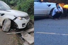 SUV hạng sang Range Rover Sport của Huấn "hoa hồng" bị tai nạn tại Yên Bái