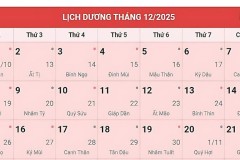 Lịch âm tháng 12 năm 2025 - Lịch âm dương, giờ hoàng đạo chi tiết