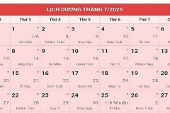 Lịch âm tháng 7 năm 2025 - Lịch âm dương, giờ hoàng đạo chi tiết