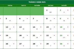 Lịch âm tháng 8 năm 2025 - Lịch âm dương, giờ hoàng đạo chi tiết