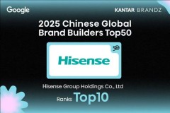 Hisense năm thứ chín liên tiếp được Kantar BrandZ xếp hạng top 10 thương hiệu toàn cầu của Trung Quốc