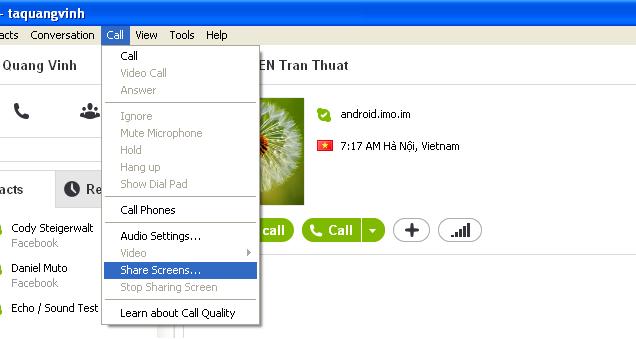 Chia sẻ màn hình với ShareScreens trên Skype