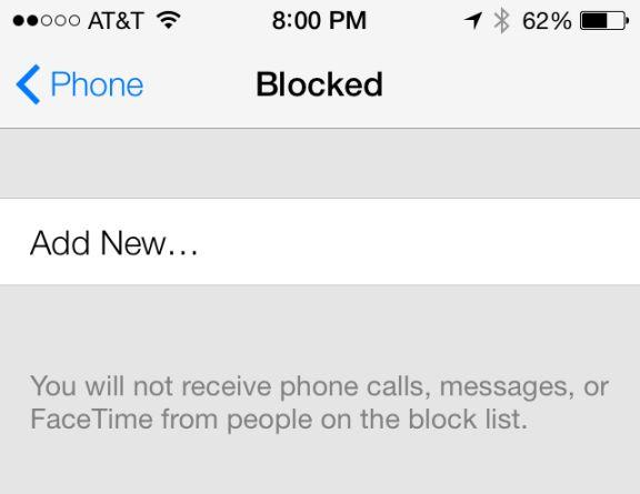 iOS 7 chặn cuộc gọi, tin nhắn từ số chỉ định
