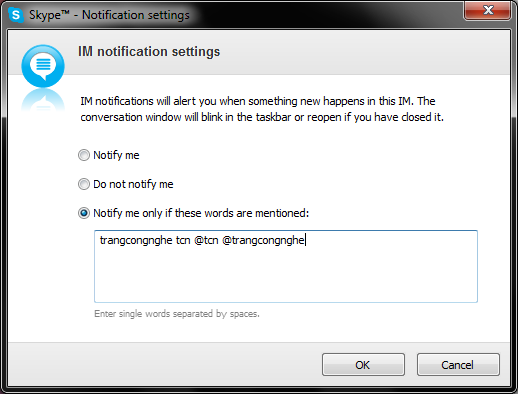 Thiết lập Notification để tăng hiệu quả sử dụng Skype